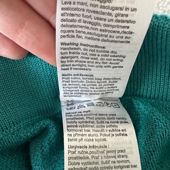 IVKO Womens 100% Wool Pull On Knit Pants Size M (38) Teal Basket Weave Stretch - Picture 11 of 12